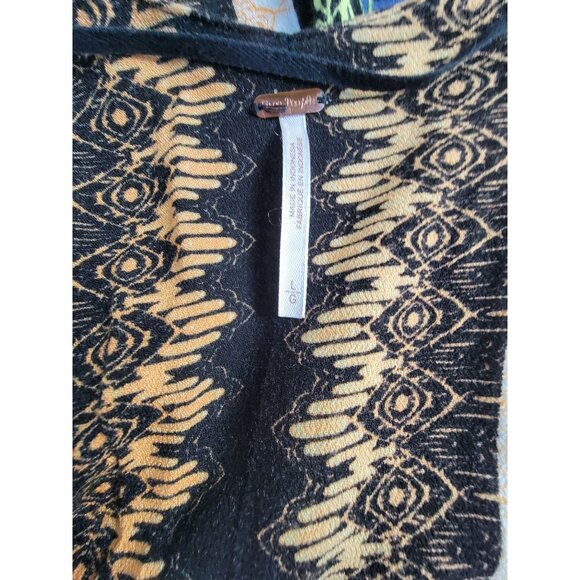 Free people Womens Printed Button-Front Kimono Cardigan Sweater Large Black Boho - Picture 4 of 8